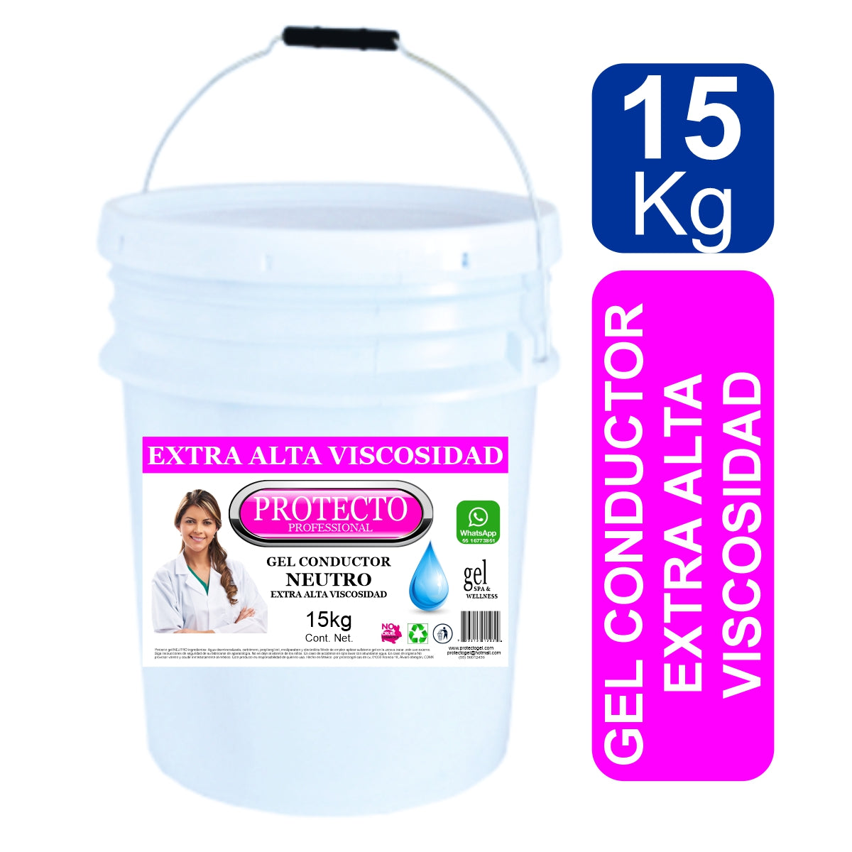 Gel Conductor Neutro Profesional Cubeta 15kg | Extra Alta Viscosidad