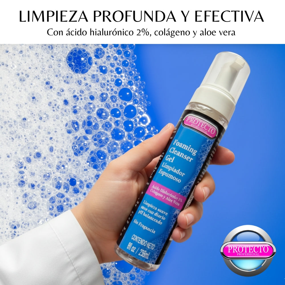Gel Limpiador Facial Profesional con Ácido Hialurónico | Protecto Professional 236ml