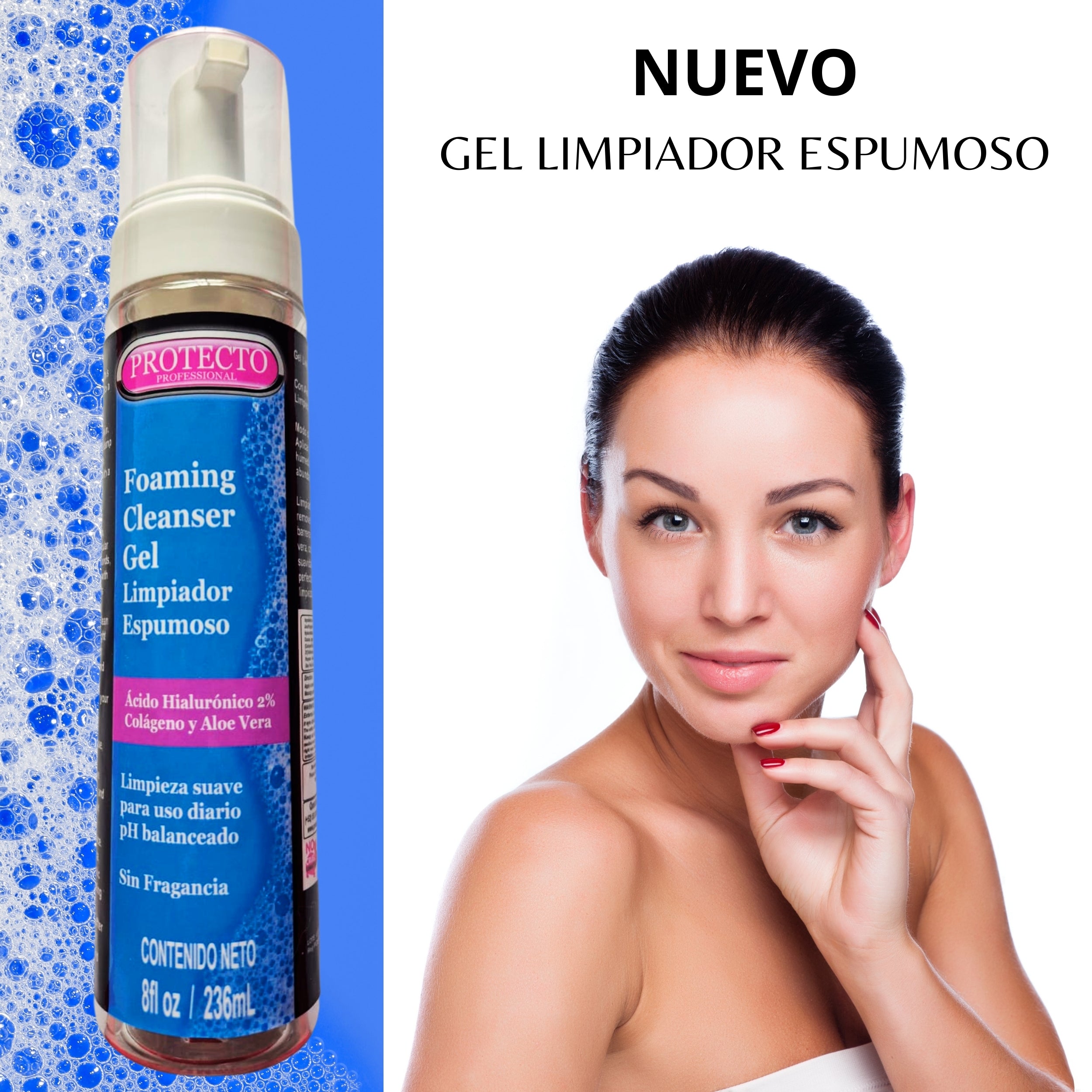 Gel Limpiador Facial Profesional con Ácido Hialurónico | Protecto Professional 236ml