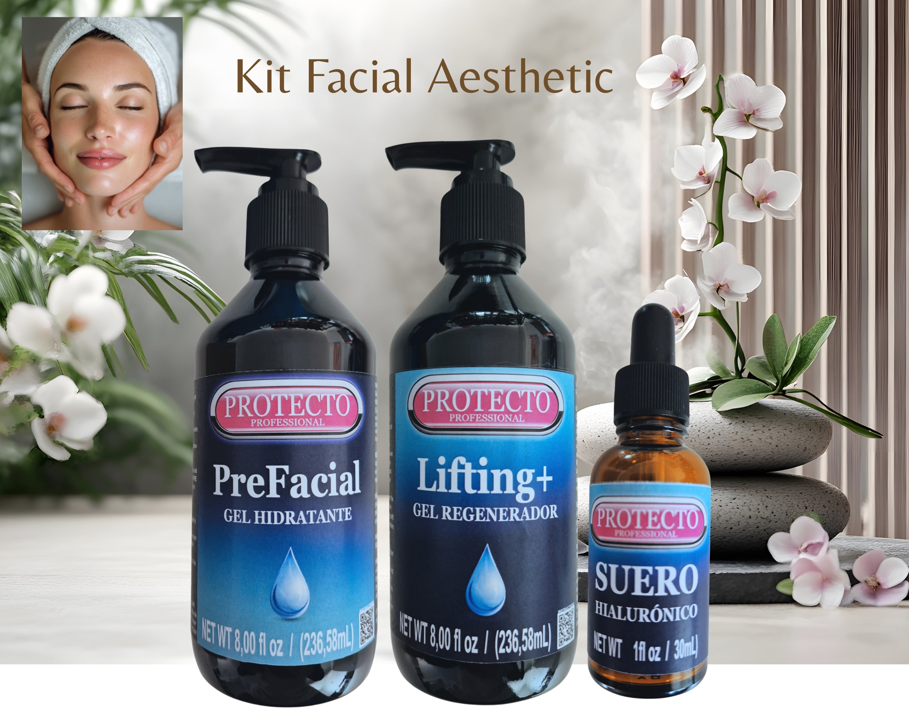 Kit Facial Aesthetic Prefacial Humectante con Aloe Vera, Regenerador Facial con Hialurónico