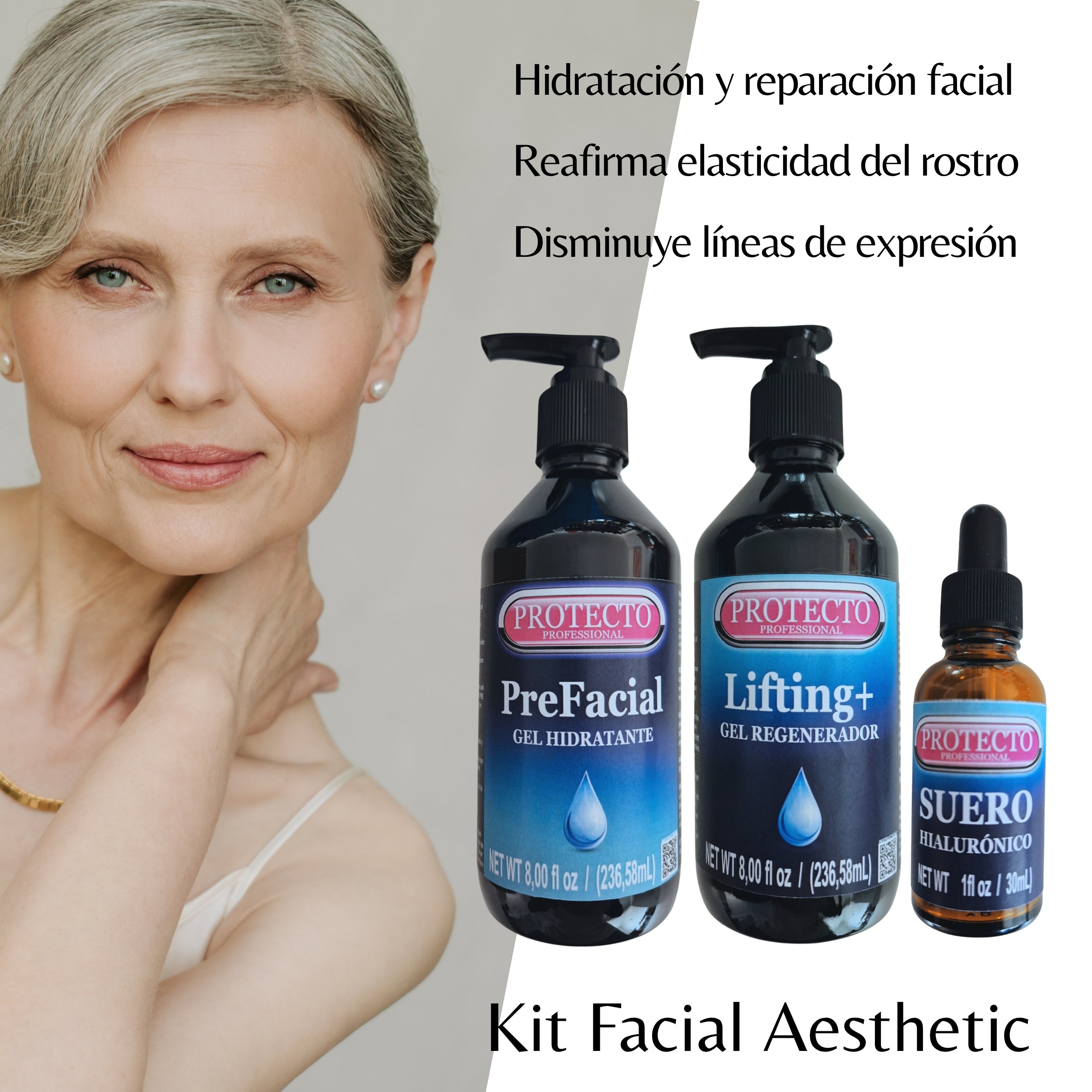 Kit Facial Aesthetic Prefacial Humectante con Aloe Vera, Regenerador Facial con Hialurónico