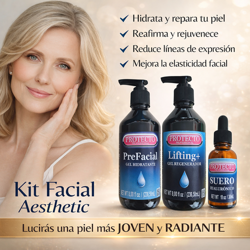 Kit Facial Aesthetic Prefacial Humectante con Aloe Vera, Regenerador Facial con Hialurónico