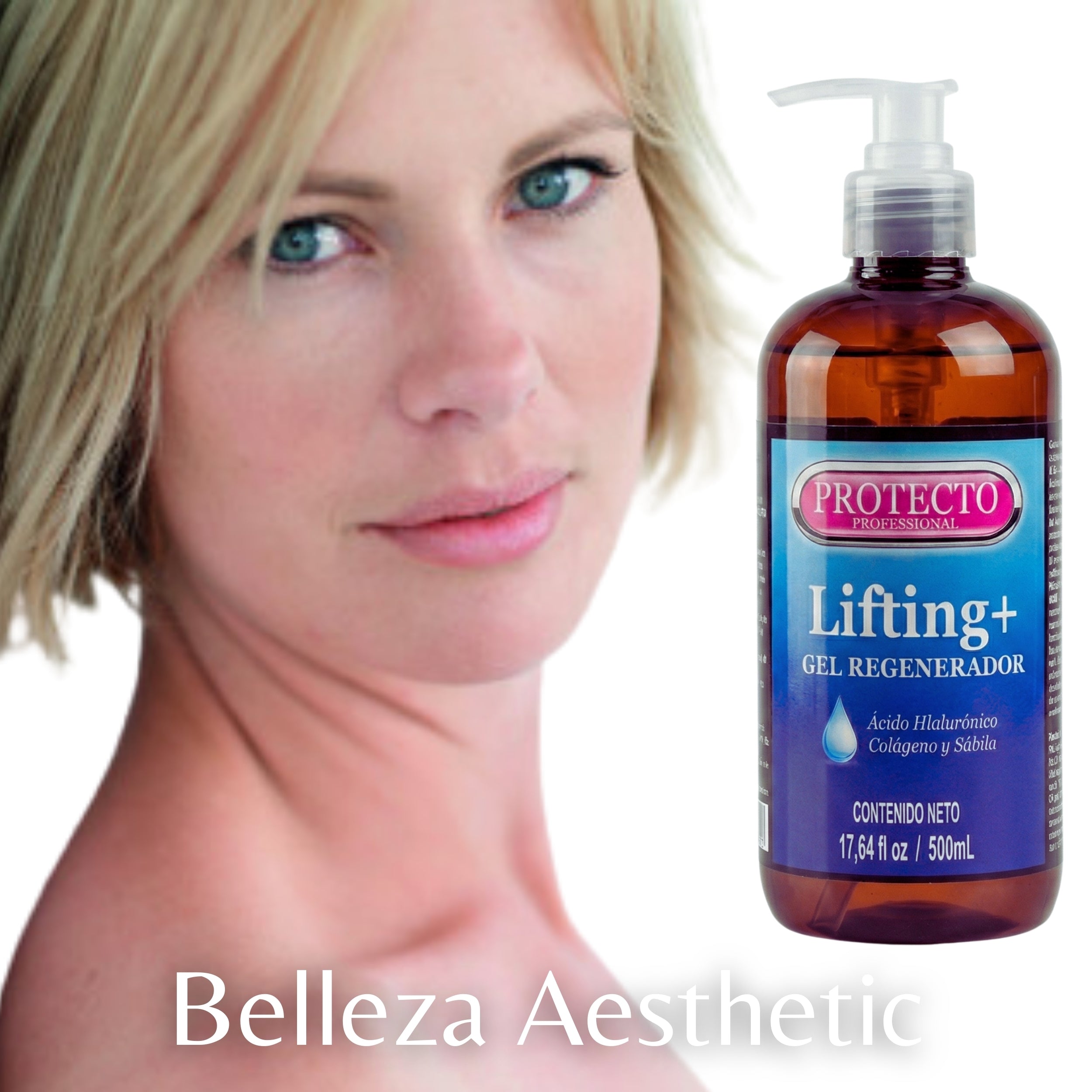 PROTECTO PROFESSIONAL Gel Lifting+ Regenerador Facial y Corporal con Ácido Hialurónico, Colágeno y Sabíla (500ml)