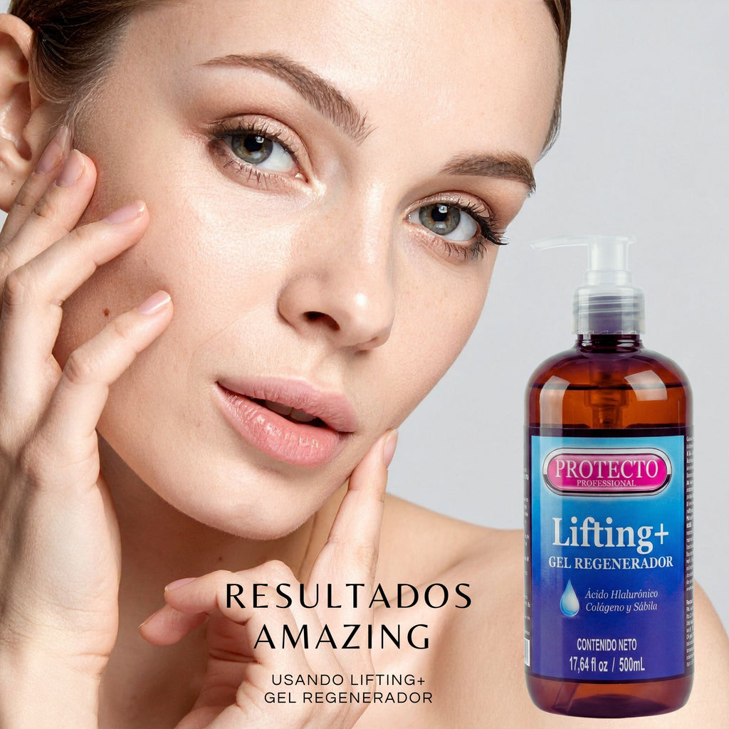 PROTECTO PROFESSIONAL Gel Lifting+ Regenerador Facial y Corporal con Ácido Hialurónico, Colágeno y Sabíla (500ml)